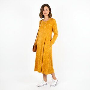 *Old Navy Yellow Polkadot Long Sleeve Midi Dress